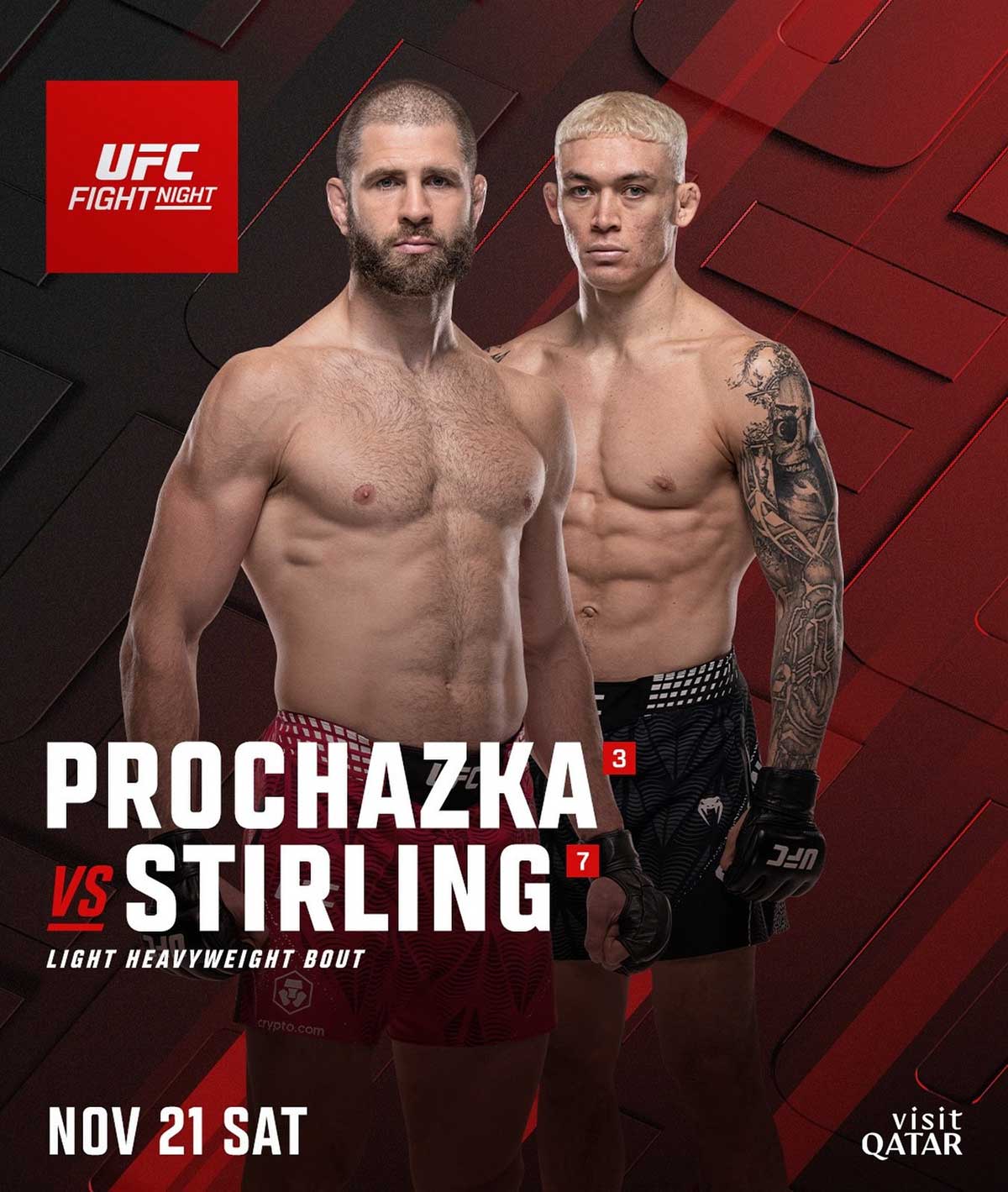 UFC Fight Night 294: Прохазка – Стирлинг, дата проведения, кард, участники и результаты